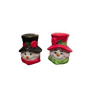 Snowman Head Salt and Pepper Shakers Christmas Vintage